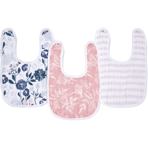 Aden + Anais™ Essentials Baumwoll-Musselin-Baby-Lätzchen Mit Druckknöpfen 3er-Pack Flowers Bloom 1 Aden + Anais™ Essentials Baumwoll-Musselin-Baby-Lätzchen Mit Druckknöpfen 3er-Pack Flowers Bloom
