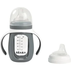 BEABA® Glas-Trinklernflasche 2 In 1, 210 Ml - Mineral Grau