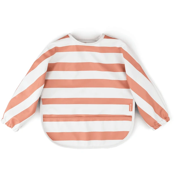 Done By Deer™ Ärmeltaschen-Lätzchen Stripes Papaya 1 Done By Deer™ Ärmeltaschen-Lätzchen Stripes Papaya