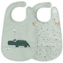 Done By Deer™ Lätzchen Mit Klettverschluss 2er Pack Croco Grün