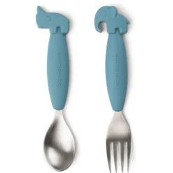 Done By Deer™ Löffel- Und Gabelset Easy-grip, Deer Friends Blau