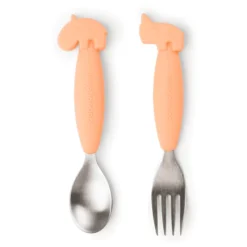Done By Deer™ Löffel- Und Gabelset Easy-grip, Deer Friends Koralle