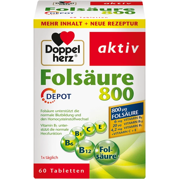 Doppelherz Folsäure 800 Depot + B1 + B6 + B12 + C + E