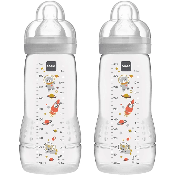 MAM Babyflasche Easy Active™ 330 Ml, Weltall Grau Im Doppelpack 1 MAM Babyflasche Easy Active™ 330 Ml, Weltall Grau Im Doppelpack