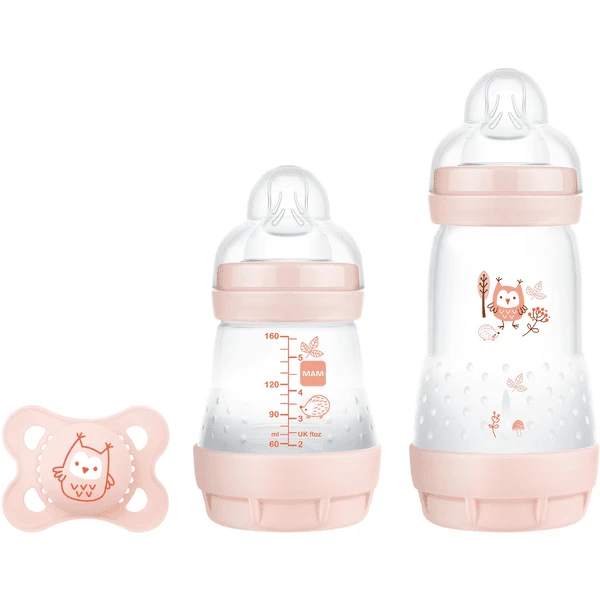 MAM Babyflasche Easy Start Anti Colic-Elements Starter Set S Eule In Rosa 1 MAM Babyflasche Easy Start Anti Colic-Elements Starter Set S Eule In Rosa