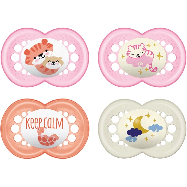 MAM Schnuller Day & Night Silikon 16+ Monate, Tiger/Schildkröte/Mond In Rosa 1 MAM Schnuller Day & Night Silikon 16+ Monate, Tiger/Schildkröte/Mond In Rosa