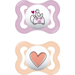 MAM Schnuller Supreme Silikon, 0-6 Monate, 2 Stk., Schildkröte/Herz
