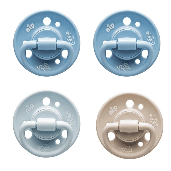 Nip Schnuller Cherry Rundsauger, Boy Gr. 1 (0-6 Monate), 4er Pack Beige/blau/hellblau/blau 1 Nip Schnuller Cherry Rundsauger, Boy Gr. 1 (0-6 Monate), 4er Pack Beige/blau/hellblau/blau