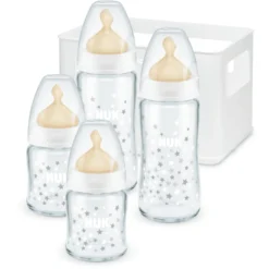 NUK Glasflaschen Starter Set First Choice⁺, Latexsauger Ab Der Geburt, Temperature Control Sterne
