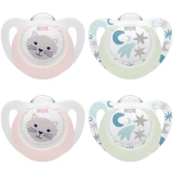 NUK Schnuller Star Day & Night , Gr. 1 In Rosa/hellblau