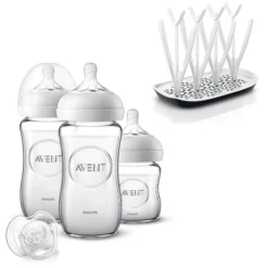 Philips Avent Starterset Mit Babyflaschenset SCD303/01 Naturnah 2.0 Und Trockengestell SCF149/00