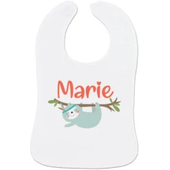 Schnullireich Baby Lätzchen Mit Namen Kleines Faultier Weiß