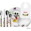 Schnullireich Geschenkset Mit Namen Mickey Mouse: WMF Kinderbesteck + Teller/Schale+ Lätzchen Silber