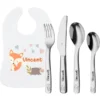 Schnullireich Geschenkset Mit Namen WMF Kinderbesteck Farm + Baby Lätzchen Fuchs Silber