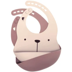 The Cotton Cloud Lätzchen, Lili Der Bär Aus Silikon, Plum/Blush